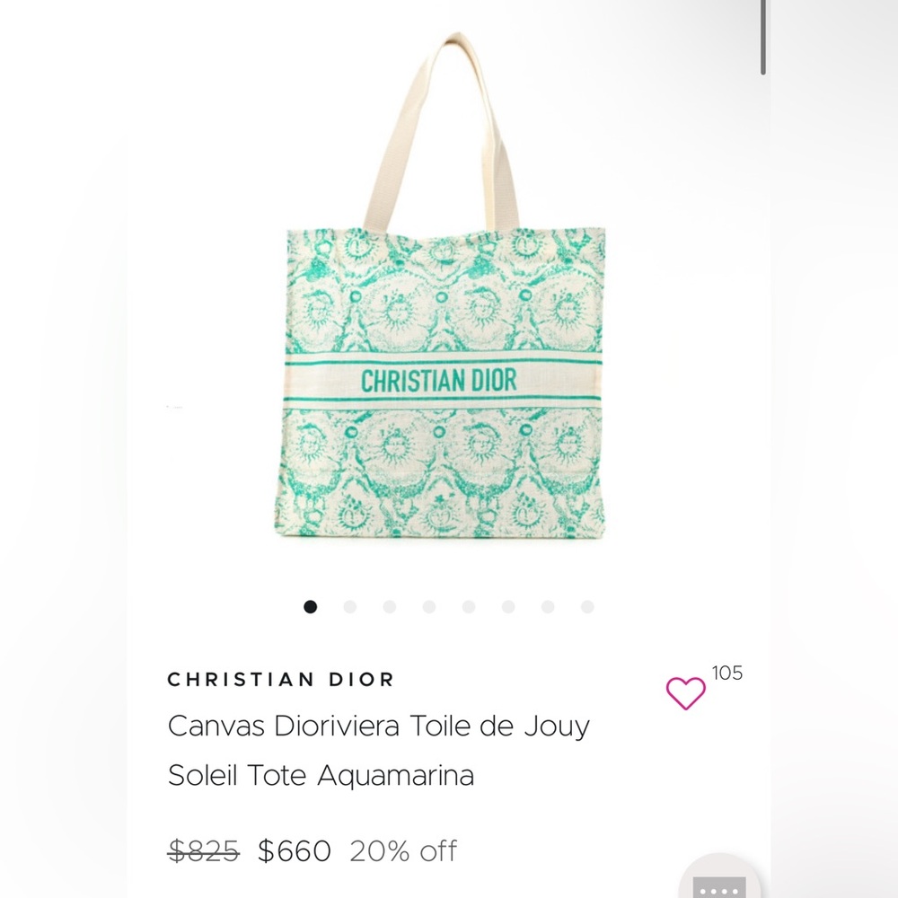 NIB Dioriviera VIP Large Linen Tote Bag in Aquamarine — Retails for $850 - Picture 3 of 12